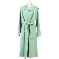 Loro Piana ロロピアーナ トレンチガウンコート カシミヤ100% ライトメルトン ウエストギャザー ロングコート アウター ベルト付属 レディース サイズ 40 ライトグリーン イタリア製のサムネイル