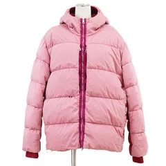 MONCLER モンクレール ダウンジャケット PAVIOT 2021年製 バイカラー コットン × ナイロン トリコロール ジップアップ アウター レディース サイズ 4 ピンク 桃色 ルーマニア製