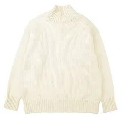 SALE【美品】JIL SANDER ジルサンダー ニット ハイネック ローゲージ ウール × モヘア オーバーサイズ プルオーバー ロングスリーブ 長袖 トップス メンズ サイズ 48 アイボリー イタリア製のサムネイル