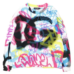 【極美品】DOLCE&GABBANA ドルチェアンドガッバーナ スウェット グラフィティ DG ロゴ ペイント プリント コットン100% リラックスフィット プルオーバー クルーネック ロングスリーブ 丸首 長袖 トップス メンズ サイズ M マルチカラーのサムネイル