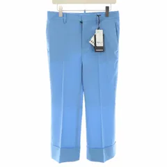 ディースクエアード DSQUARED2 タグ付き スラックスパンツ ロールアップ センタープレス アンクル 42 M-L 水色 /DK ■GY29