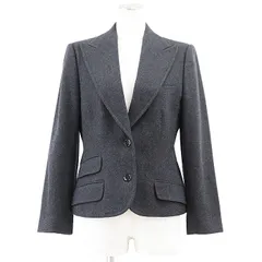 SALE【極美品】DOLCE&GABBANA ドルチェアンドガッバーナ テーラードジャケット レディース サイズ 44 2B ウールフランネル ストレッチ ショートレングス ピークドラペル チェンジポケット レオパードライニング チャコール イタリア製のサムネイル