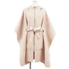 SALE【未使用】COACH コーチ ケープ レディース サイズ M / L ライトメルトン ウール × カシミヤ ロゴ モノグラム ダブルフェイス ポンチョ アウター ベルト・タグ付属 ライトピンク 桃色