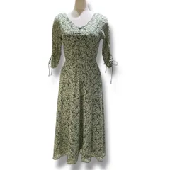 Kastane×THE URBAN BLACCHE カスタネ×アーバンブランシュ uneve bicocor dress オケージョンドレス ワンピース コラボ 総レース グリーン系 サイズ0 レディース 春 ゴーゴー古着セントラルパーク名古屋店NO.1927