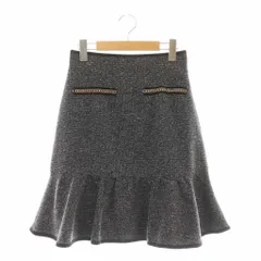 リランドチュール Rirandture ツイード切替Aラインスカート フレア 膝丈 2 黒 ブラック /AT ■OS