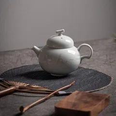 陶磁 きゅうす 急須 梨型 ポット 茶壺 瓢箪壷 （灰青色）