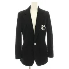 ポロ ラルフローレン POLO RALPH LAUREN ダブルニットジャカードブレザー テーラードジャケット シングル ロゴ刺繍 タグ付き 6 黒 ブラック WMPOOTWN5V20041 /YTのサムネイル