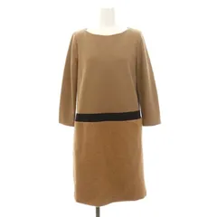 ドロワットロートレアモン Droite lautreamont ワンピース 膝丈 長袖 切替 アルパカ混 1 ベージュ チャコールグレー 黒 /ES ■OS