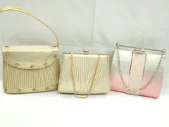平和屋着物▼和装小物　和装バッグまとめて３点　ハンドバッグ　ビーズ　ラインストーン　金銀糸　逸品　CABD8558ju