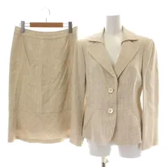 ポールスチュアート PAUL STUART スーツ セットアップ 上下 テーラードジャケット シングル 背抜き フレアスカート ひざ丈 ラメ 絹 シルク混 8 L ベージュ /NW14