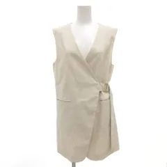 ノーリーズ Nolley's sophi 美品 ベスト ジレ リネン混 Vネック ラップデザイン 38 ベージュ /YJ ■GY60