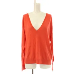 バナナリパブリック BANANA REPUBLIC ニット セーター 絹 シルク M オレンジ Vネック 長袖 無地 /LP ■ECD001