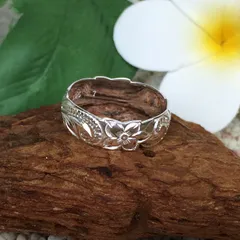 ハワイアンジュエリー リング シルバーリング 6mmカット アウトリング 指輪 プルメリア スクロール ヘリテイジ 925 ハワジュ ギフト プレゼント