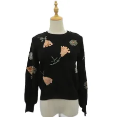 シュープリームララ Supreme.La.La. Supreme LaLa ニット セーター 38 M 黒 長袖 ラウンドネック 花柄 /SY53 ■GY58