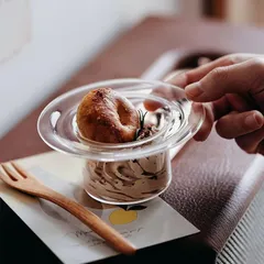 デザート皿 ガラスボウル 麦わら帽子  カッププレート 耐熱ガラス フレンチ   小さい新鮮な クリア アイスクリーム皿