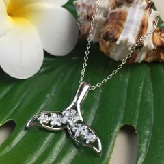 ハワイアンジュエリー シルバーチェーン付き ペンダント ネックレス ホエールテール×5プルメリア シルバー925 レディース クリスマス ギフト