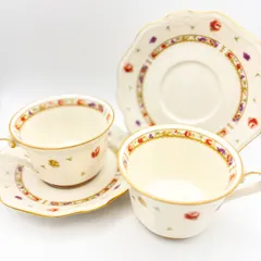 Noritake Ivory China カップ＆ソーサー 2客セット 小花 フルーツ柄 金彩