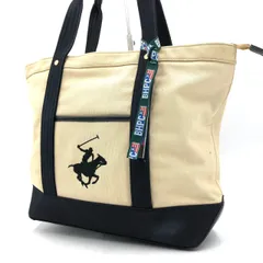 ポロクラブ ビバリーヒルズ トートバッグ キャンバス アイボリー 黒 大容量 中古