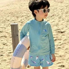 水着 キッズ 男の子 長袖 ラッシュガード セパレート 3点セット ベビー 男児 スクール水着 子供用 こども みずぎ かわいい 赤ちゃん 90 100 110 120