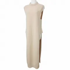 ティーバイアレキサンダーワン T by Alexanderwang ニット ワンピース ロング ノースリーブ 厚手 サイドスリット XS ベージュ IBO72 Xのサムネイル