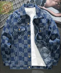 大人気新品レトロ デニムジャケット ゆったり メンズ 格子縞 カラーマッチング Gジャン ワークジャケット春秋服 ジージャン L-XLサイズ選ぶ