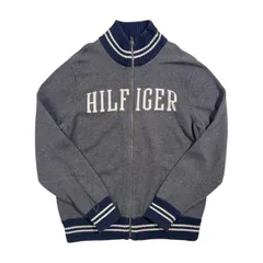TOMMY HILFIGER トミーヒルフィガー ロゴ フルジップ コットン ニット セーター ジャケット S/P /グレー系 メンズ