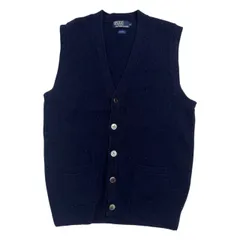 90s Polo by Ralph Lauren ポロ ラルフローレン 前開き ウール ニット ベスト L/ネイビー系 メンズ  ナイガイ ビンテージ
