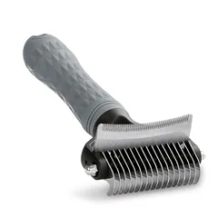 【新品】 【正規品】SanMoriペットブラシ猫ブラシ犬ブラシ ファーミネーター 猫犬用毛玉取り専用器具【毛の結び目を処理し、浮き毛を整理する く 中-長毛に適しています】 ペットの毛の絡み合いを取り除き ペットグルーミングブラシ 猫・犬兼用(グレー)