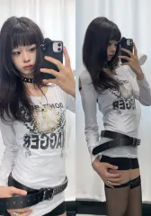 白 バッグ デザインテープ ロングスリーブ