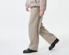 (M)ユニクロ x ニードルズ フリース ワイド パンツ ベージュ