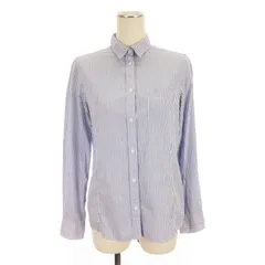 マカフィー MACPHEE トゥモローランド シャツ ブラウス 長袖 胸ポケット ストライプ コットン 青 白 ブルー ホワイト 38