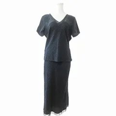 ローラアシュレイ LAURA ASHLEY セットアップ ブラウス 半袖 Vネック ロング ミディ丈 スカート 11 黒 1226 ■GY31のサムネイル