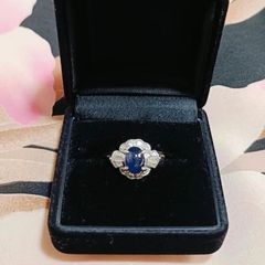 PT900 サファイアリング 天然サファイア1.36ctダイヤモンド0.51ct