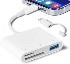 0311 SUNTRSI2026最新型・全スマホ対応！ SD カードリーダー 双方向高速転送 i-phone 全シリーズ対応 ライトニング 3-in-1 USB/TF/SDカードカメラリーダー OTG機能 設定不要 アプリ不要 写真/ビデオ NABI_997