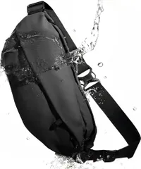 【雨にも負けず、スリにも負けない】 防犯 ボディバッグ メンズ ショルダーバッグ 肩掛けバッグ 大容量 軽量 撥水 スリ対策 止水ファスナー 海外旅行 通勤 (ブラック, 幅37.5cm 奥行き12cm 高さ17cm)ri 92b0fc64