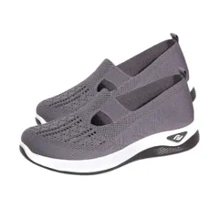 カジュアルスニーカー ランニ���グ スニーカー くろいすりっぽん 手を使わずにはけるすりっぽん スッと履けるすにーかー れでぃーす通勤すにーかー スッと履けるしゅーず 室内歩行しゅーず ワークシューズ 婦人向け歩行靴 [D.ダークグレー] [23.5 cm]