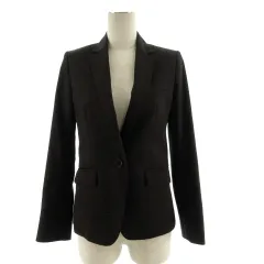 インディヴィ INDIVI ジャケット テーラードジャケット シングル 1B 本切羽 総裏地 ウール混 ブラック 黒 36