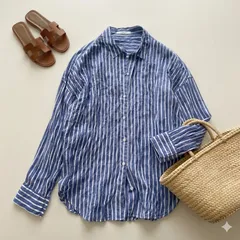plage コットンキュプラ ワッシャーストライプシャツ　日本製のサムネイル
