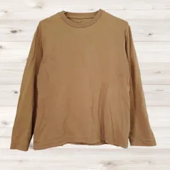 A1343 無印良品 良品計画 Tシャツ 長袖 ロンT(L) 茶 無地 綿/コットン Uネック