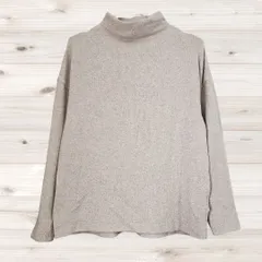 A1344 ユニクロ UNIQLO ニット セーター 長袖(M) ベージュ 無地 ハイネック