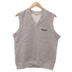 エレッセ ellesse 美品 Vネック スウェットベスト ロゴ刺繍 L グレー 灰色 /YJのサムネイル