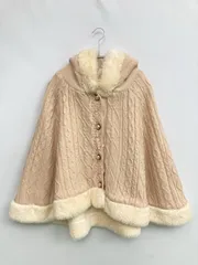 axes femme アクシーズファム ポンチョ M ベージュ 無地 レース 刺繍 フードあり