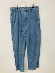 UNIQLO JW Anderson ユニクロジェイダブリューアンダーソン デニムパンツ 33 (84cm) ブルー フルレングス ストライプ柄 ワイド・ルーズ レギュラー ストレート リジッド・ワンウォッシュ