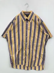 TOMMY HILFIGER トミーヒルフィガー シャツ/ブラウス L/G イエロー ストライプ柄 ワンポイント ミドル丈 半袖 ボタンダウン