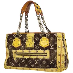 ルイ・ヴィトン Louis Vuitton ファビュロー モノグラムトロンプイユ トートバッグ ベルベット イエロー ブラウン M92713 レディース 【中古】