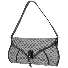 セリーヌ CELINE マカダム柄 ショルダーバッグ 肩掛け ショルダーバッグ キャンバス グレー ブラック レディース 【中古】