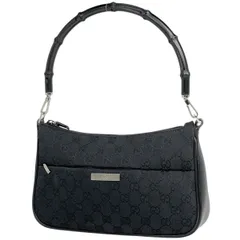 グッチ GUCCI GG柄 ショルダーバッグ ハンドバッグ バンブー ショルダーバッグ GGキャンバス ブラック 0013865 レディース 【中古】