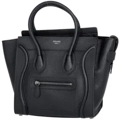 セリーヌ CELINE ラゲージ マイクロショッパー トートバッグ ハンドバッグ レザー ブラック レディース 【中古】
