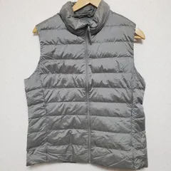 (^w^)b♪UNIQLO ユニクロ ウルトラライトダウンベスト フルジップ ナイロン グレー 収納袋付き サイズL /OM10854KDのサムネイル