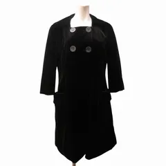 ベロアノワール バイ フォクシー ニューヨーク VELOUR NOIR by FOXEY NEW YORK 美品 クッションベロア 中綿コート ジャケット ダブルブレスト ロング 黒 ブラック 40 約Mサイズ IBO67のサムネイル